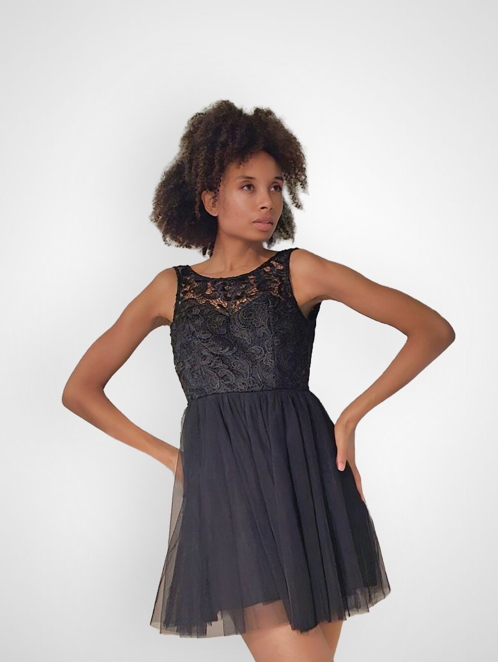🖤 Black Tulle Lace Party Mini Dress NWT Size S From Forever 21